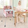 imageINFANS Baby High Chair Foldable Portable Highchair for Babies and Toddlers with Travel Bag Adjustable Tray 5 Point Harness Compact Space Saver Infant Feeding Chair for Age 636 Months PinkPink