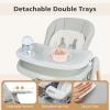 imageINFANS Baby High Chair High Chairs for Babies ampamp Toddlers with Adjustable Height Backrest Footrest Removable Tray Easy to Clean PU Seat Convertible Quick Folding Portable Highchair Dark GrayGray