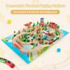 imageINFANS Train Table with Storage 78 Pieces Wooden Kids Activity Toy Table Playset with Reversible Detachable Tabletop Tracks Train Railway City Gift for Toddler Boys Girls Ages 3Upgraded