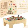 imageINFANS Train Table with Storage 78 Pieces Wooden Kids Activity Toy Table Playset with Reversible Detachable Tabletop Tracks Train Railway City Gift for Toddler Boys Girls Ages 3Upgraded