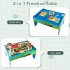 imageINFANS Train Table with Storage 78 Pieces Wooden Kids Activity Toy Table Playset with Reversible Detachable Tabletop Tracks Train Railway City Gift for Toddler Boys Girls Ages 3Classic