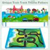 imageINFANS Train Table with Storage 78 Pieces Wooden Kids Activity Toy Table Playset with Reversible Detachable Tabletop Tracks Train Railway City Gift for Toddler Boys Girls Ages 3Classic