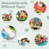 imageINFANS Train Table with Storage 78 Pieces Wooden Kids Activity Toy Table Playset with Reversible Detachable Tabletop Tracks Train Railway City Gift for Toddler Boys Girls Ages 3Classic