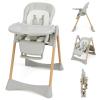 imageINFANS Baby High Chair High Chairs for Babies ampamp Toddlers with Adjustable Height Backrest Footrest Removable Tray Easy to Clean PU Seat Convertible Quick Folding Portable Highchair Dark GrayGray