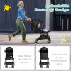 imageINFANS Lightweight Baby Stroller Compact Infant with OneHand Fold Travel Stroller for Airplane with Cup Holder Canopy 5Point Harness Foot Cover for 036 MonthBlackk