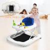 imageINFANS Foldable Baby Walker 3 in 1 Toddler Walker Bouncer LearningSeated WalkBehind Music Adjustable Height High Back Padded Seat Detachable Trampoline Mat Activity Walker with Toys BlackBlue