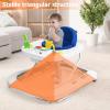 imageINFANS Foldable Baby Walker 3 in 1 Toddler Walker Bouncer LearningSeated WalkBehind Music Adjustable Height High Back Padded Seat Detachable Trampoline Mat Activity Walker with Toys BlackBlue