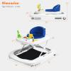 imageINFANS Foldable Baby Walker 3 in 1 Toddler Walker Bouncer LearningSeated WalkBehind Music Adjustable Height High Back Padded Seat Detachable Trampoline Mat Activity Walker with Toys BlackBlue