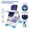imageINFANS High Chair with OneHand Removable Tray 4 Lockable Wheels ampamp Large Storage Basket  MultiAdjustable Height Recline ampamp Footrest Removable Cushion Foldable for Baby Infantampamp ToddlerNavy Blue