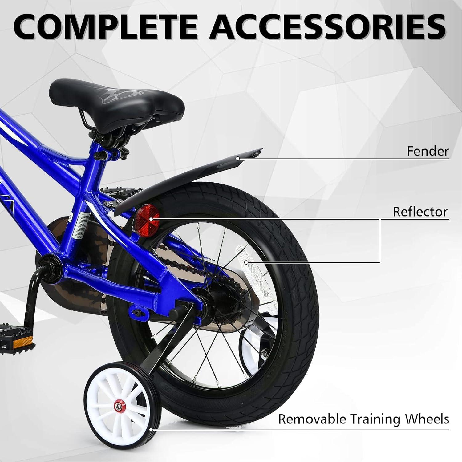 imageINFANS Kids Bike 14 16 Inch with 95 Assembled Adjustable Seat Balance or Training Wheels Coaster Brake Toddler Children Bicycle for 4 to 8 Years Old Boys GirlsBlue