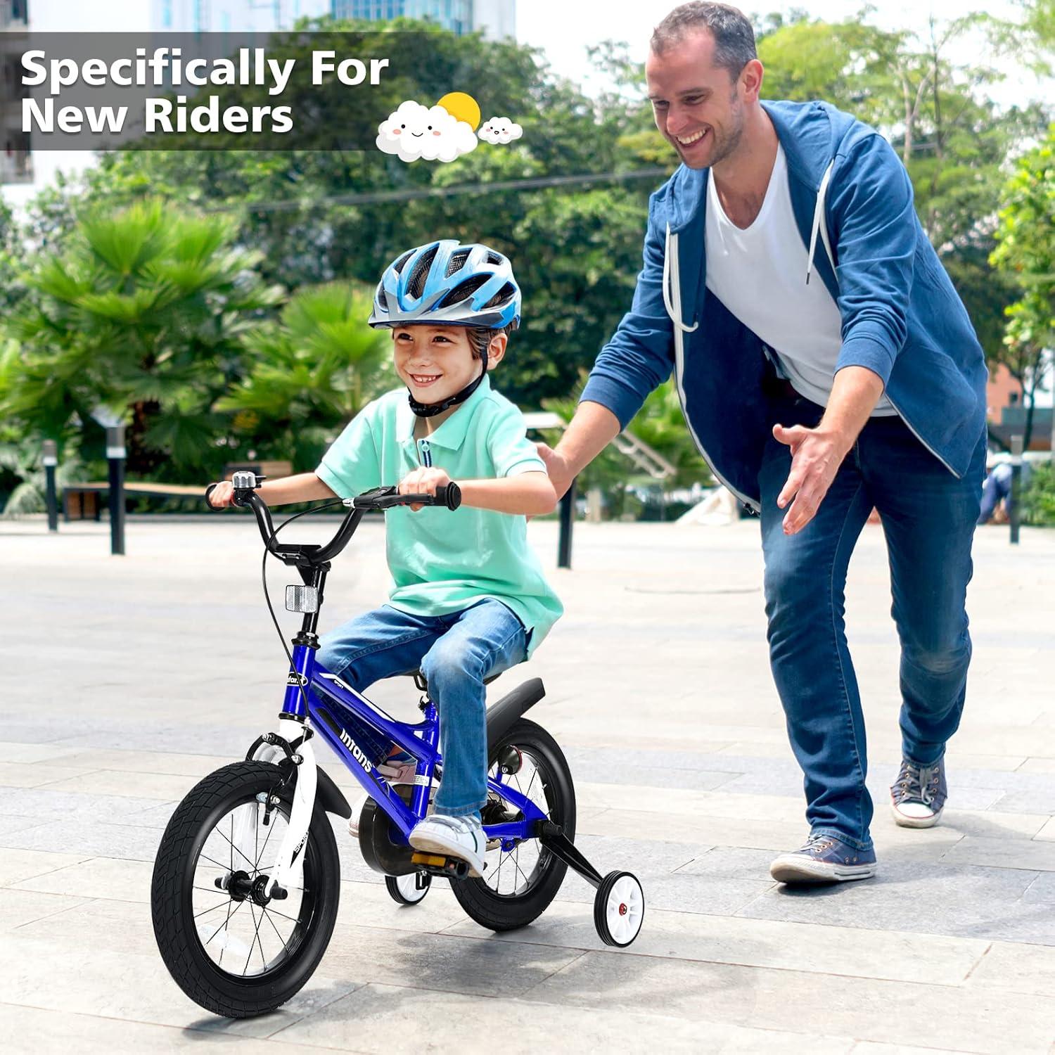 imageINFANS Kids Bike 14 16 Inch with 95 Assembled Adjustable Seat Balance or Training Wheels Coaster Brake Toddler Children Bicycle for 4 to 8 Years Old Boys GirlsBlue