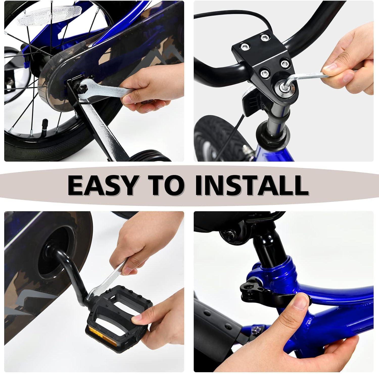 imageINFANS Kids Bike 14 16 Inch with 95 Assembled Adjustable Seat Balance or Training Wheels Coaster Brake Toddler Children Bicycle for 4 to 8 Years Old Boys GirlsBlue