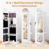 imageINFANS Kids Jewelry Armoire Cabinet 360 Swivel Lockable Standing Makeup Organizer with Interior Lights Rotatable FullLength LED Vanity Mirror with Foldable Fabric Drawer for Girls White HeartWhite Horse