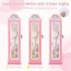 imageINFANS Kids Jewelry Armoire Cabinet 360 Swivel Lockable Standing Makeup Organizer with Interior Lights Rotatable FullLength LED Vanity Mirror with Foldable Fabric Drawer for Girls White HeartPink Horse