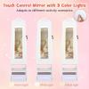 imageINFANS Kids Jewelry Armoire Cabinet 360 Swivel Lockable Standing Makeup Organizer with Interior Lights Rotatable FullLength LED Vanity Mirror with Foldable Fabric Drawer for Girls White HeartWhite Heart