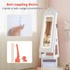 imageINFANS Kids Jewelry Armoire Cabinet 360 Swivel Lockable Standing Makeup Organizer with Interior Lights Rotatable FullLength LED Vanity Mirror with Foldable Fabric Drawer for Girls White HeartWhite Heart