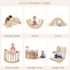 imageINFANS Wooden Arch Climber Rocker with Soft Cushion 6 in 1 Montessori Climbing Toys for Toddlers Waldorf Indoor Table Baby Children Ladder Gym Learning Playset for Kids Natural with DesktopNatural With Box
