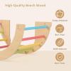 imageINFANS Wooden Arch Climber Rocker with Soft Cushion 6 in 1 Montessori Climbing Toys for Toddlers Waldorf Indoor Table Baby Children Ladder Gym Learning Playset for Kids Natural with DesktopColorfu With Box