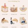 imageINFANS Wooden Arch Climber Rocker with Soft Cushion 6 in 1 Montessori Climbing Toys for Toddlers Waldorf Indoor Table Baby Children Ladder Gym Learning Playset for Kids Natural with DesktopNatural With Desktop