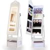 imageINFANS Kids Jewelry Armoire Cabinet 360 Swivel Lockable Standing Makeup Organizer with Interior Lights Rotatable FullLength LED Vanity Mirror with Foldable Fabric Drawer for Girls White HeartWhite Heart