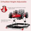 imageINFANS 4 in 1 Baby Walker Foldable Toddler Activity Center with Adjustable Height Padded Seat Music Light Removable Tray Push Walker for Girls Boys Aged 618 Months VioletRed