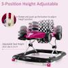 imageINFANS 4 in 1 Baby Walker Foldable Toddler Activity Center with Adjustable Height Padded Seat Music Light Removable Tray Push Walker for Girls Boys Aged 618 Months VioletViolet