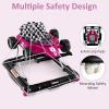 imageINFANS 4 in 1 Baby Walker Foldable Toddler Activity Center with Adjustable Height Padded Seat Music Light Removable Tray Push Walker for Girls Boys Aged 618 Months VioletViolet