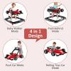 imageINFANS 4 in 1 Baby Walker Foldable Toddler Activity Center with Adjustable Height Padded Seat Music Light Removable Tray Push Walker for Girls Boys Aged 618 Months VioletRed
