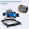 imageINFANS 4 in 1 Baby Walker Foldable Toddler Activity Center with Adjustable Height Padded Seat Music Light Removable Tray Push Walker for Girls Boys Aged 618 Months VioletBlue