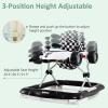 imageINFANS 4 in 1 Baby Walker Foldable Toddler Activity Center with Adjustable Height Padded Seat Music Light Removable Tray Push Walker for Girls Boys Aged 618 Months VioletIvory