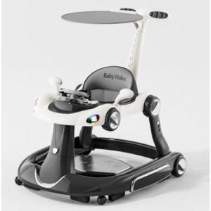 imageINFANS 6in1 Foldable Baby Walker Converts Push Car to Bouncer Rocker with Music Lights Adjustable Height ampamp Speed Activity Center Canopy for 718 Months Black