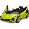imageINFANS 12V Licensed Lamborghini Sian Kids Ride On Car with Parent Remote Control Spring Suspension MP3 Player Electric Toy Roadster Carbon Fiber Textured for Toddler Pink BlackGreen