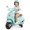 imageLicensed Vespa 12V Kids Motorcycle by INFANS with Training Wheels Music Story Horn Lights for 36 Years WhiteGreen