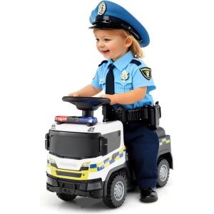 imageLicensed Scania Ride on Push Car by INFANS with 3 Sound Effects Storage Toddler Sliding Police Truck WhiteWhite