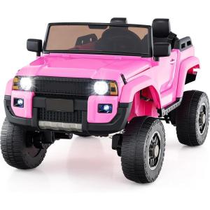 imageLicensed Toyota LC250 24V 2 Seater Kids Ride on Truck by INFANS 2WD4WD Battery Powered Vehicle Toddler Powerful Car with Remote Control Music USB MP3 for 3 Boys Girls WhitePink