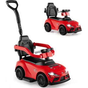 imageLicensed Toyota Ride on Push Car for Toddlers by INFANS 3 in 1 Walking Sliding Toy with Removable Guardrails and Handle Music Under Seat Storage for Kid DarkRed