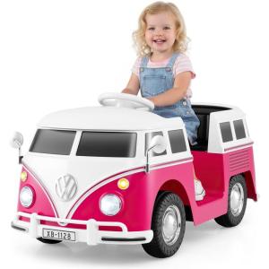 imageLicensed Volkswagen 12V Kids Ride on Car by INFANS with Cup Holder LED Headlight Music ampamp Horn Kids Electric Vehicles Bus for 36 Years Old BluePink