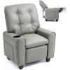 image:imageINFANS Kids Recliner Toddler Lounge Chair with Adjustable Backrest Footrest Cup Holder Side Pockets Velvet Leather Toddler CouchGrey