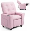 image:imageINFANS Kids Recliner Toddler Lounge Chair with Adjustable Backrest Footrest Cup Holder Side Pockets Velvet Leather Toddler CouchPink