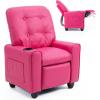 image:imageINFANS Kids Recliner Toddler Lounge Chair with Adjustable Backrest Footrest Cup Holder Side Pockets Velvet Leather Toddler CouchRose Red