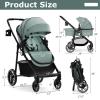 image:imageINFANS 2 in 1 Baby Stroller High Landscape Infant Stroller amp Reversible Bassinet Pram Foldable Pushchair with Adjustable Canopy Cup Holder Storage Basket Suspension Wheels KhakiGreen