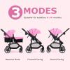 image:imageINFANS 2 in 1 Baby Stroller High Landscape Infant Stroller amp Reversible Bassinet Pram Foldable Pushchair with Adjustable Canopy Cup Holder Storage Basket Suspension Wheels KhakiPink