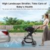 image:imageINFANS 2 in 1 Baby Stroller High Landscape Infant Stroller amp Reversible Bassinet Pram Foldable Pushchair with Adjustable Canopy Cup Holder Storage Basket Suspension Wheels KhakiBlack