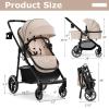 image:imageINFANS 2 in 1 Baby Stroller High Landscape Infant Stroller amp Reversible Bassinet Pram Foldable Pushchair with Adjustable Canopy Cup Holder Storage Basket Suspension Wheels KhakiKhaki