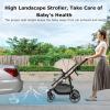 image:imageINFANS 2 in 1 Baby Stroller High Landscape Infant Stroller amp Reversible Bassinet Pram Foldable Pushchair with Adjustable Canopy Cup Holder Storage Basket Suspension Wheels KhakiKhaki