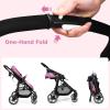 image:imageINFANS 2 in 1 Baby Stroller High Landscape Infant Stroller amp Reversible Bassinet Pram Foldable Pushchair with Adjustable Canopy Cup Holder Storage Basket Suspension Wheels KhakiPink
