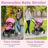 image:imageINFANS 2 in 1 Baby Stroller High Landscape Infant Stroller amp Reversible Bassinet Pram Foldable Pushchair with Adjustable Canopy Cup Holder Storage Basket Suspension Wheels KhakiPink