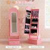image:imageINFANS Kids Jewelry Armoire Cabinet with LED Lights Lockable Standing Organizer with Fulllength Mirror Unicorn Theme Children Vanity Dress Up Storage Rack for GirlsPink Cloud