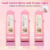 image:imageINFANS Kids Jewelry Armoire Cabinet with LED Lights Lockable Standing Organizer with Fulllength Mirror Unicorn Theme Children Vanity Dress Up Storage Rack for GirlsPink Heart