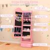 image:imageINFANS Kids Jewelry Armoire Cabinet with LED Lights Lockable Standing Organizer with Fulllength Mirror Unicorn Theme Children Vanity Dress Up Storage Rack for GirlsPink Cloud